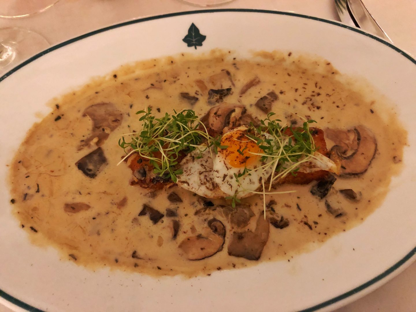 A wild mushroom, potato rösti and fried quail's egg starter, so so good.
