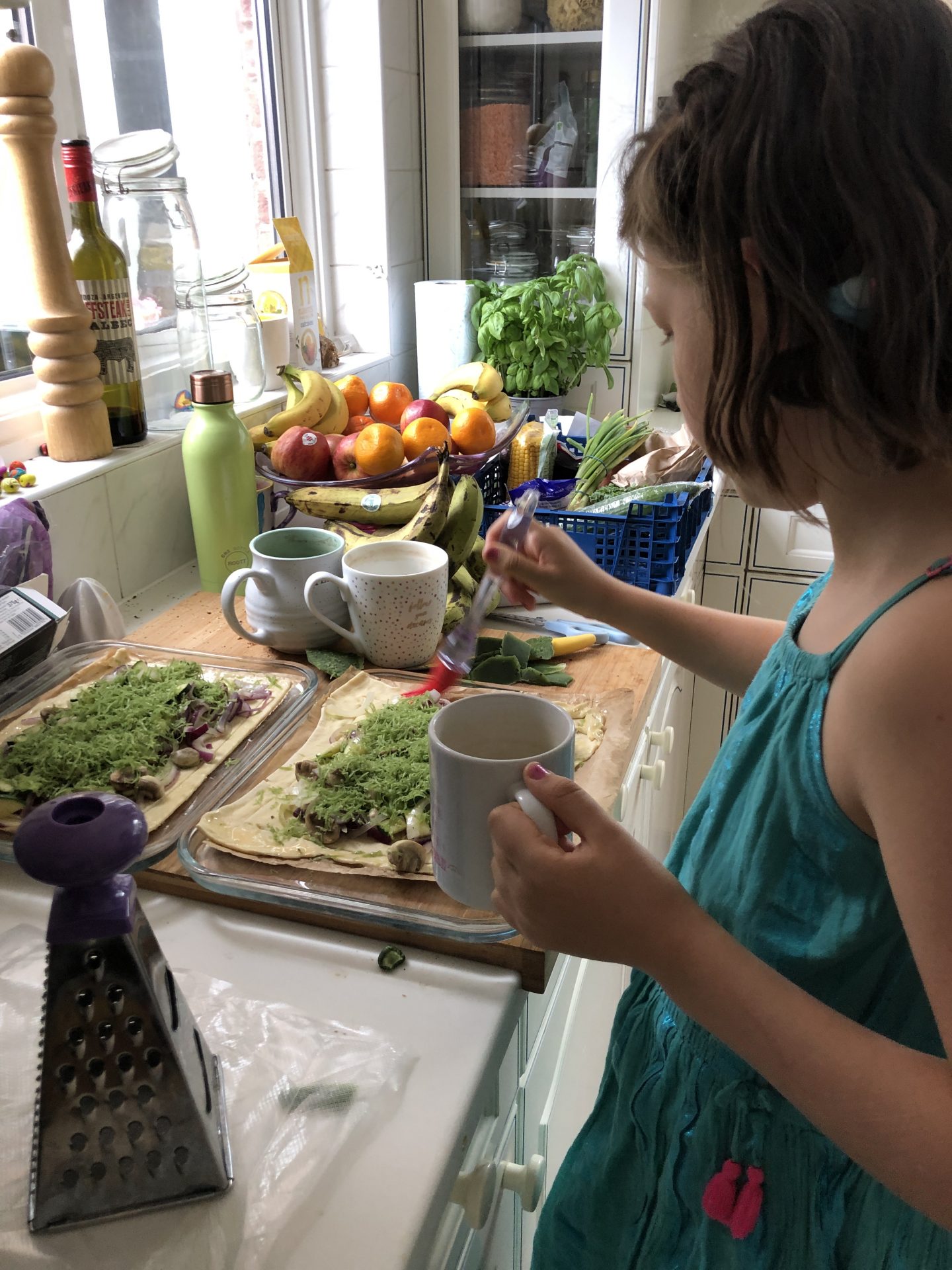 Lockdown silver linings include dinner together, my daughter helping make a tart in the kitchen.