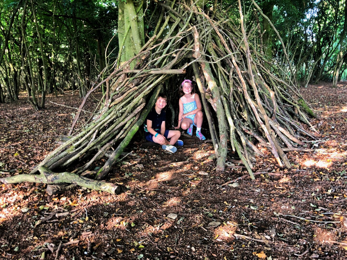 We found a giant stick den during our walk around the Farm Park Wildlife Walk