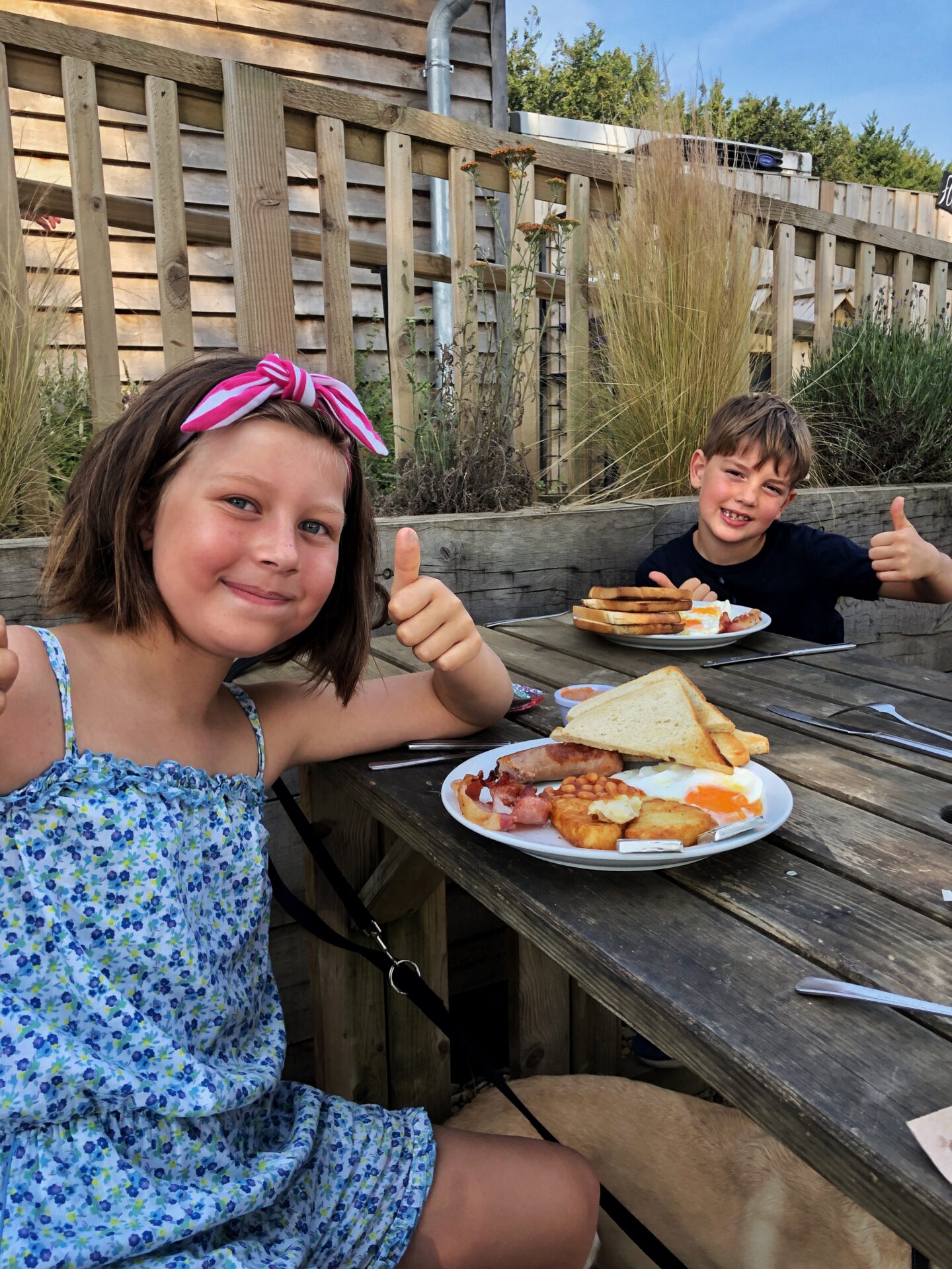 Eating breakfast at the Ox Shed restaurant