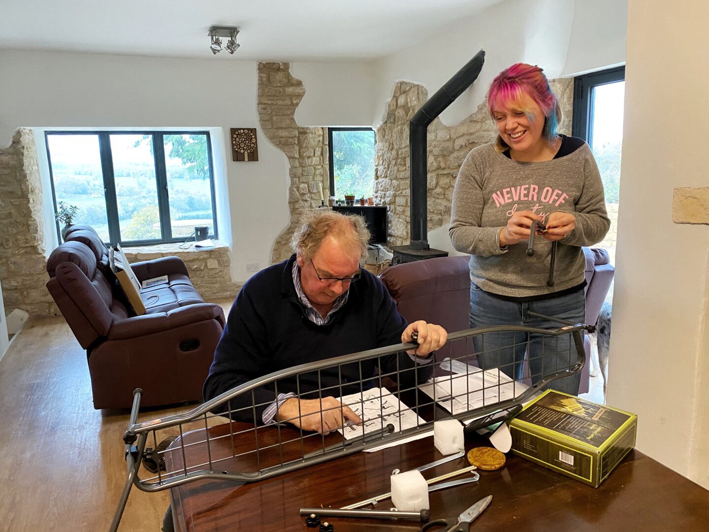 Myself and my Dad building the Travall Dog Guard to make my car safer.
