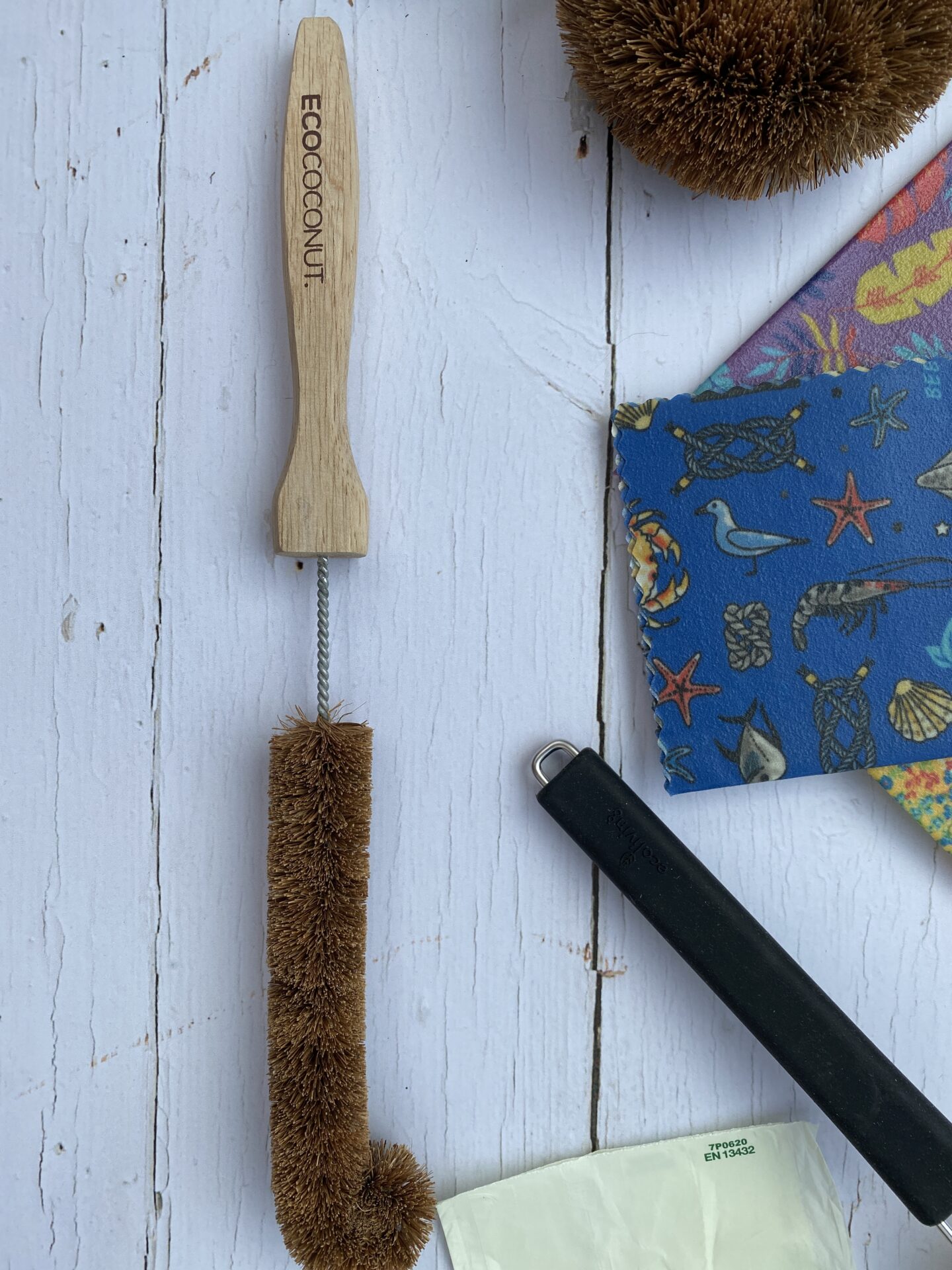 The bottle brush from Ecococonut, another excellent eco friendly cleaning product alternative on the SaveMoneyCutCarbon website.