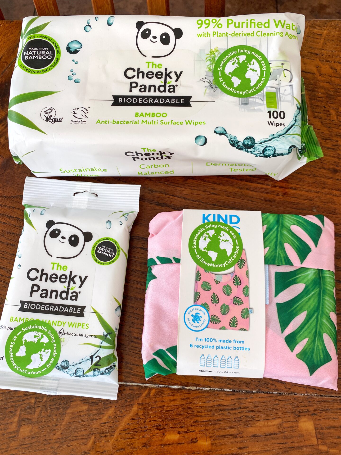 Eco friendly camping and campervan trips are possible with products like the Cheeky Panda cleaning and handy wipes and the Kind reusable shopping bag all available from SaveMoneyCutCarbon.