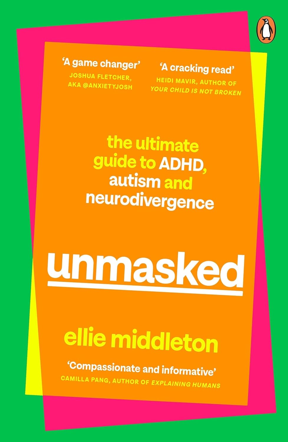Image shows the cover of Unmasked the ultimate guide to ADHD autism and neurodivergence by Ellie Middleton part of a post about the best Some of my favourite Autism / Trauma/ ADHD Books for adults.